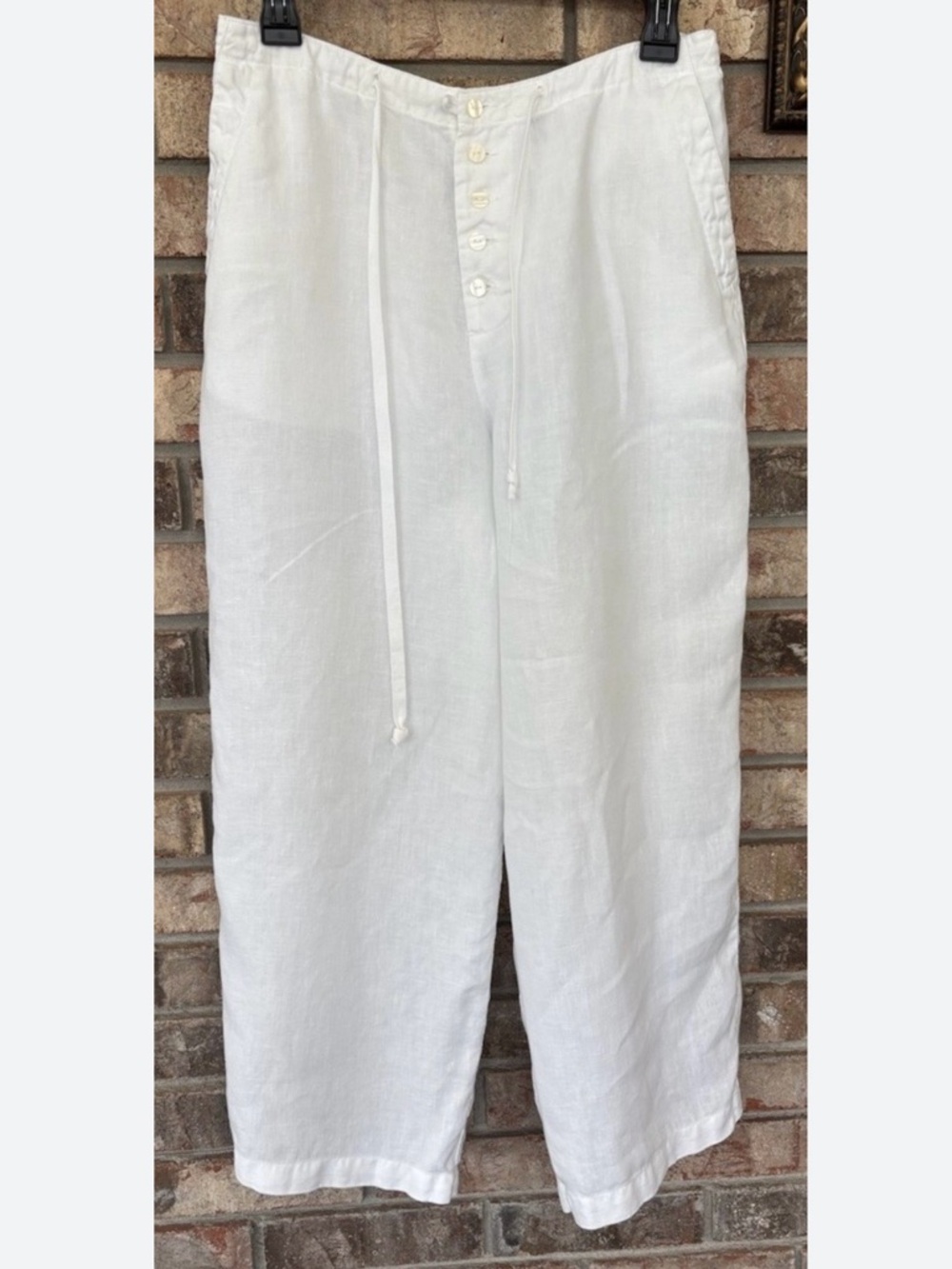 Chadwicks White Straight Leg Linen Pants